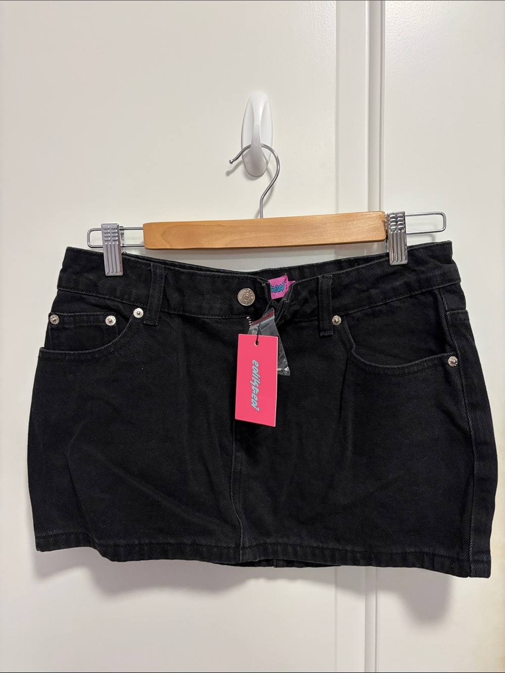 Edikted Black Denim Mini Skirt - NWT Size Small